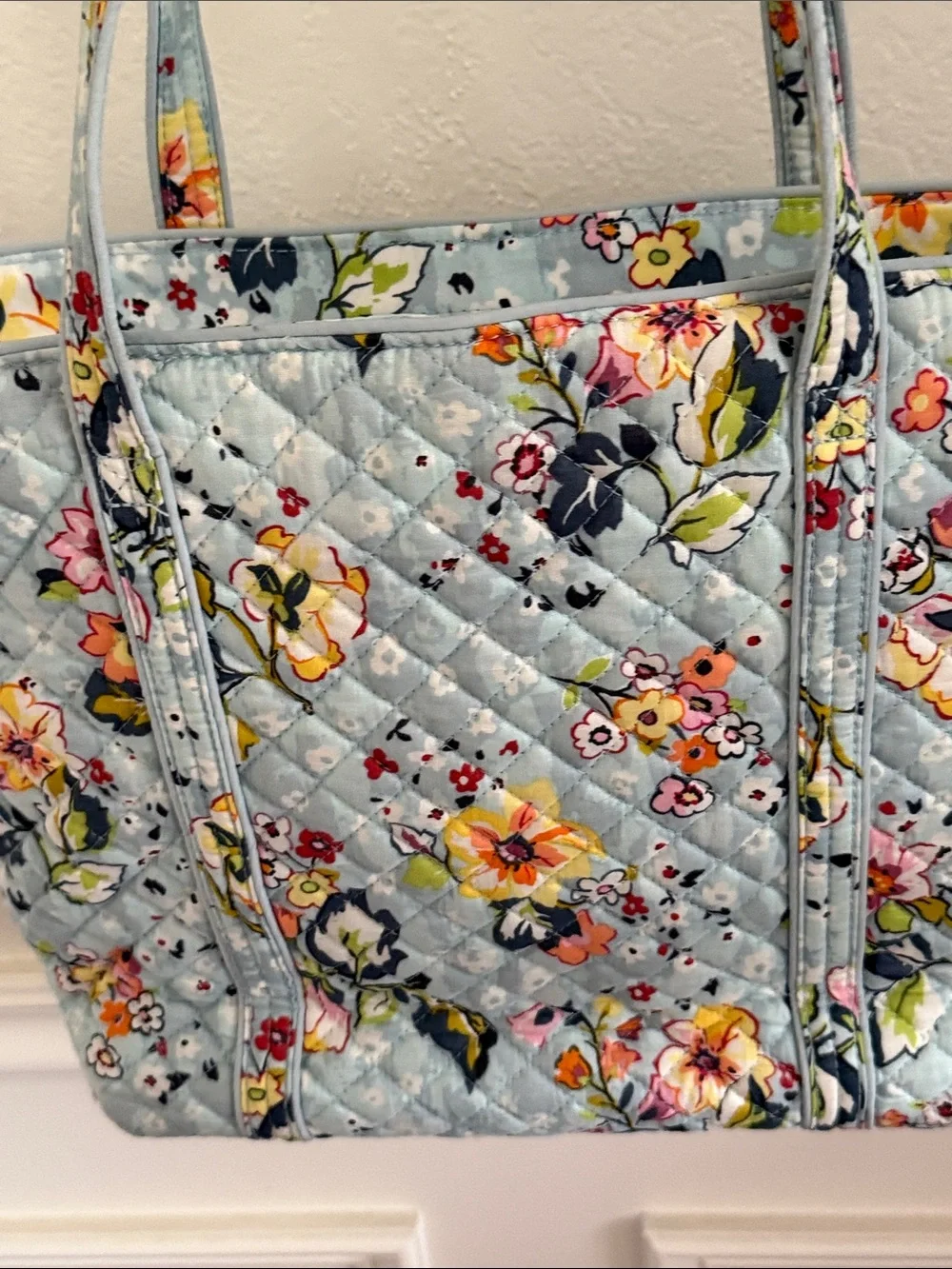 Vera Bradley Sky Blue Quilted Floral Shoulder Tote